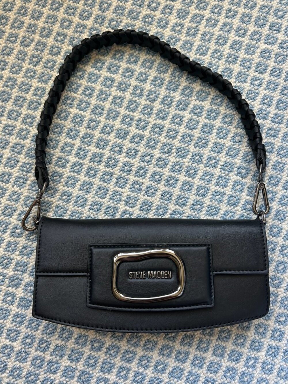 Black Shoulder Bag with Gunmetal Hardware